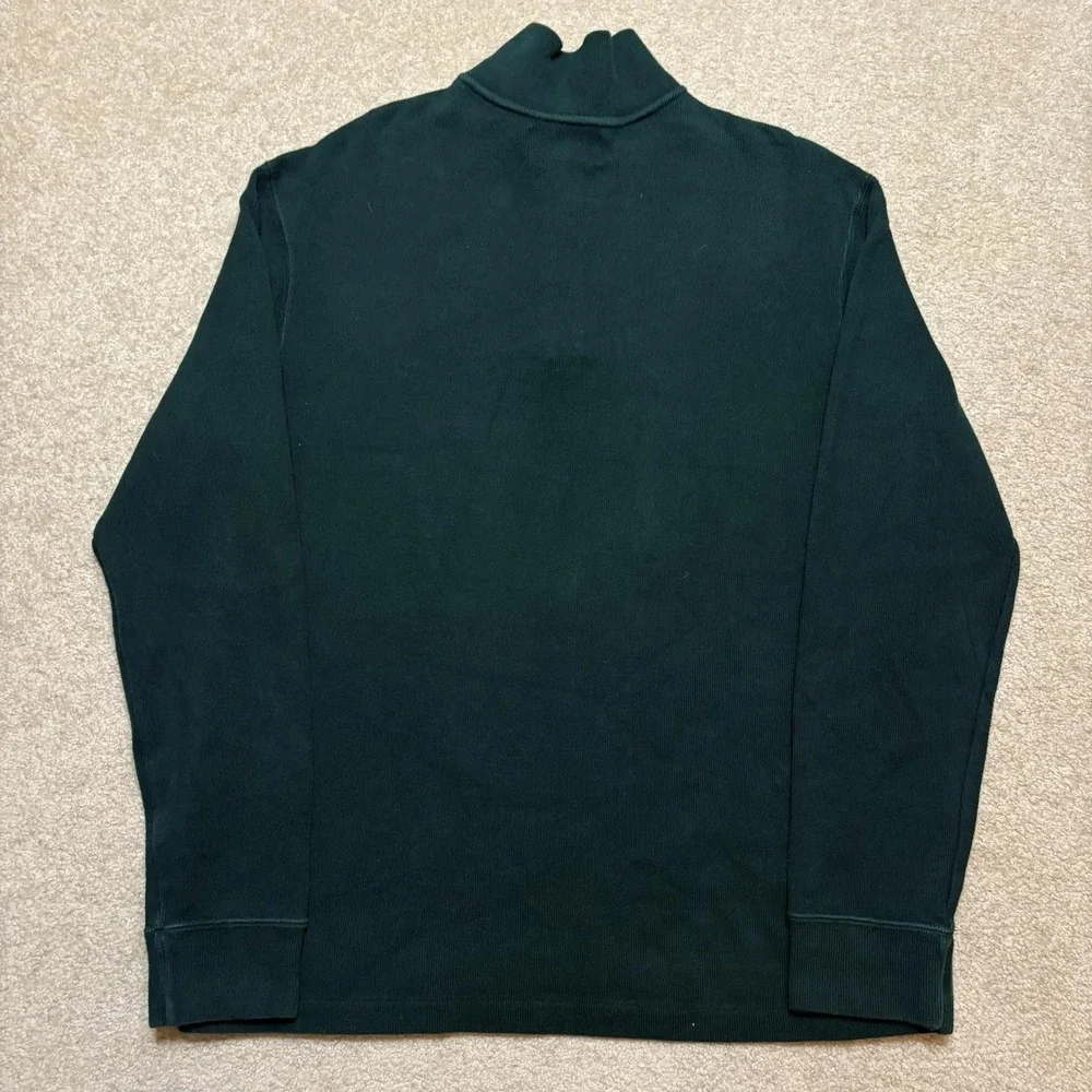Vtg Polo By Ralph Lauren Sweater Mens Medium Green 1/4 Zip Mock Neck Cotton Pony